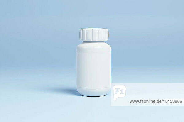 3d Mockup von Medizin Kunststoff auf blauem Hintergrund. 3d render
