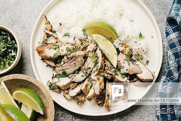 Sliced Cilantro Lime Chicken with Rice