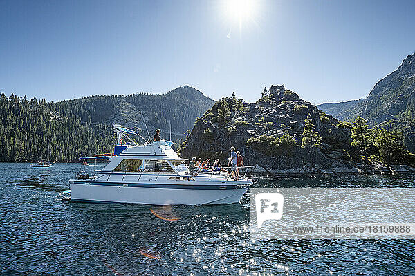 A cruise around Fannette Island on a tour boat in Emerald Bay.