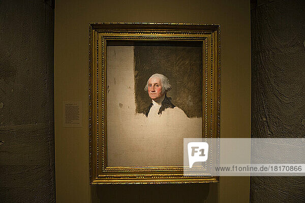 Die National Portrait Gallery im Smithsonian Museum of American Art  mit dem unvollendeten Porträt von George Washington von Gilbert Stuart; Washington  District of Columbia  Vereinigte Staaten von Amerika