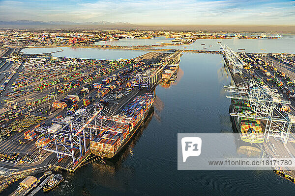 Terminal im Containerhafen im Hafen von Long Beach  Kalifornien  USA; Long Beach  Kalifornien  Vereinigte Staaten von Amerika