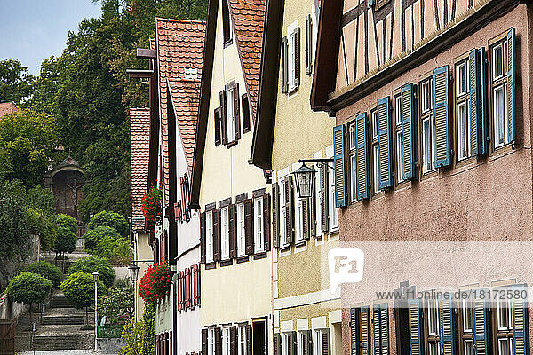 Houses  Romantic Road  Dinkelsbuhl  Ansbach District  Bavaria  Germany