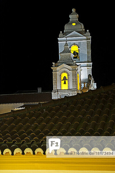 Bell Towers of Igreja de Santo Antonio at Night  Lagos  Portugal