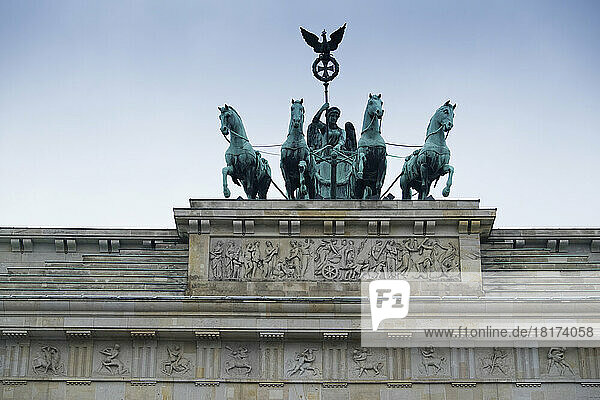 Close-up of Brandenburg Gate  Berlin  Germany.
