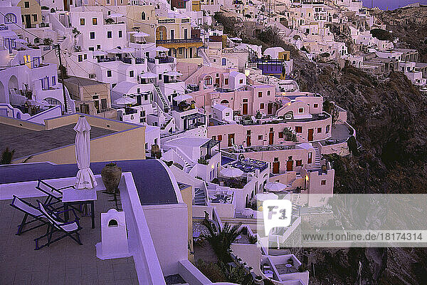 Overview of Village on Cliff  Imerovigli  Santorini  Greece