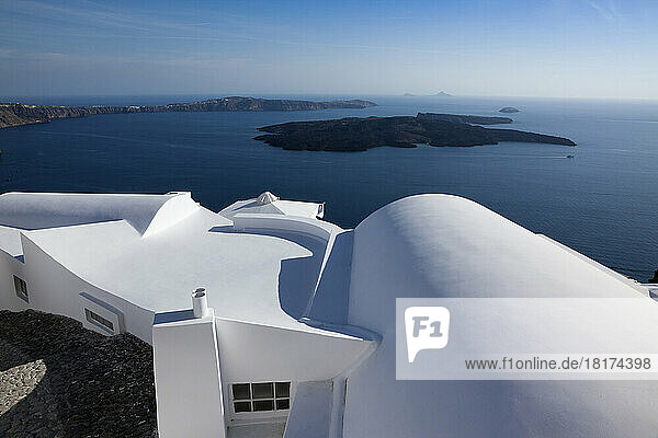Whitewashed Rooftop of Hotel  Imerovigli  Santorini  Cyclades  Greek Islands  Greece
