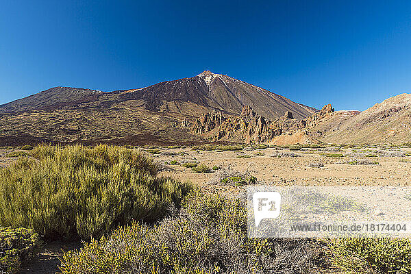 Pico del Teide Mountain with Volcanic Landscape  Parque Nacional del Teide  Tenerife  Canary Islands  Spain