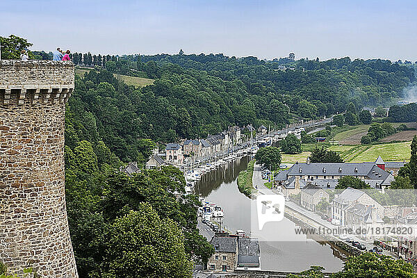 Dinan and River Rance from Ramparts  Brittany  France