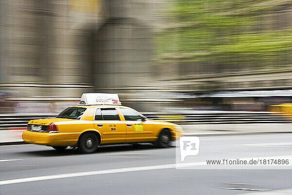 Yellow Cab on Fifth Avenue  New York City  New York  USA