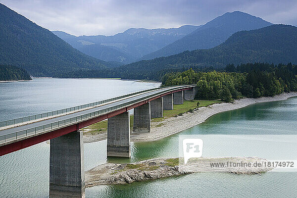 Bridge over Lake Sylvenstein  Bavaria  Germany