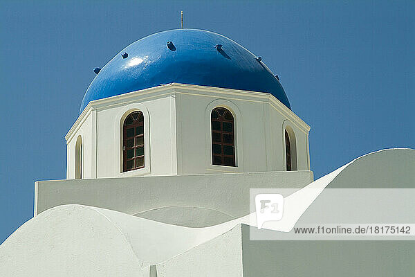 Blue Domed Church  Oia  Santorini  Cyclades Islands  Greece