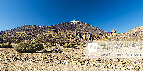 Pico del Teide Mountain with Volcanic Landscape  Parque Nacional del Teide  Tenerife  Canary Islands  Spain