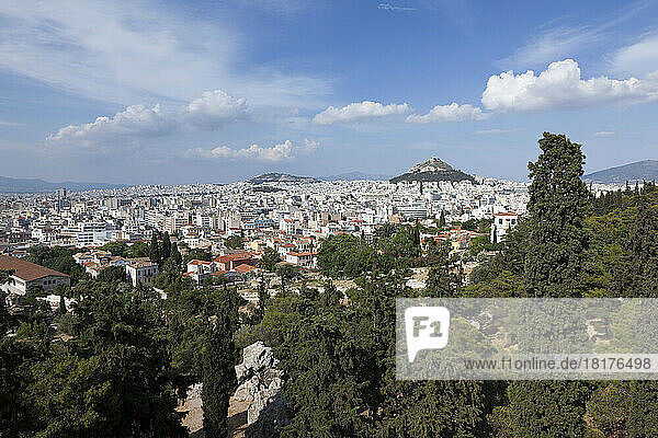 View of Mount Lycabettus from Acropolis  Athens  Greece