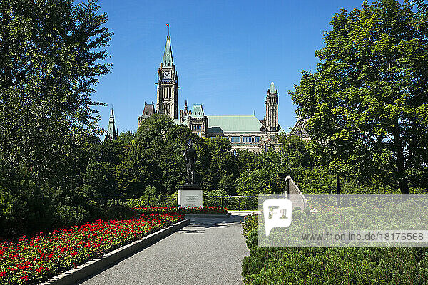 View of Parliament Buildings from Major's Hill Park  Parliament Hill  Ottawa  Ontario  Canada