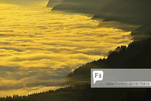 Dawn over Clouds in Mountains  Gurnigel  Alps  Berne  Switzerland