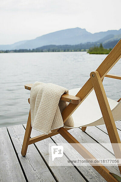 Deck Chair with Towel on Dock  Tirol  Austria