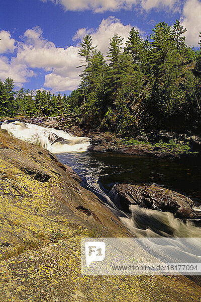 Waterfall  Landscape and Trees  Aux Sable River  Chutes Provincial Park  Ontario  Canada