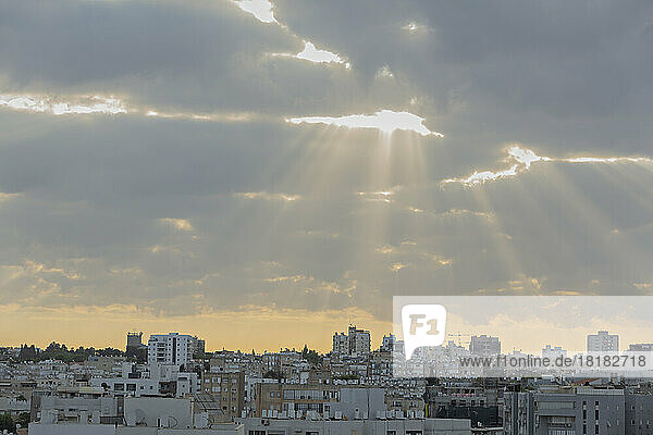 Israel  Bat Yam  Residential district at cloudy sunrise