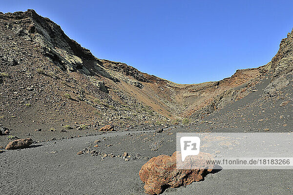 Spain  Canary Islands  Tias  Barren landscape of Caldera de Los Cuervos