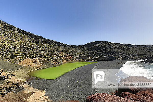 Spain  Canary Islands  Lago Verde lagoon on Lanzarote island
