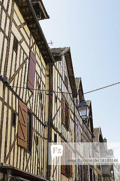 France  Grand Est  Troyes  Row of historic half-timbered townhouses