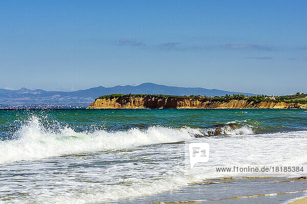 Greece  Central Macedonia  View of Mediterranean coast in summer