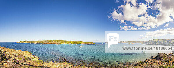Spain  Balearic Islands  Menorca  Panoramic view of bay in S'Albufera Nature Park