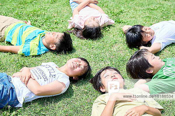 Japanese kids at city park