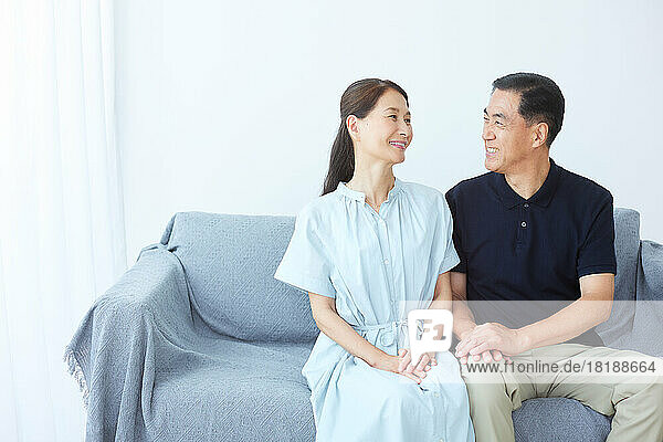 Japanese senior couple at home