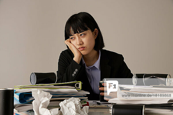 Tired Japanese businesswoman