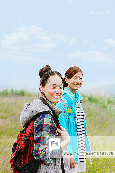 Two Japanese women trekking
