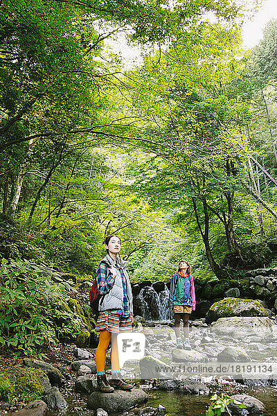 Japanese girls hiking