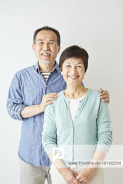 Smiling Japanese senior couple