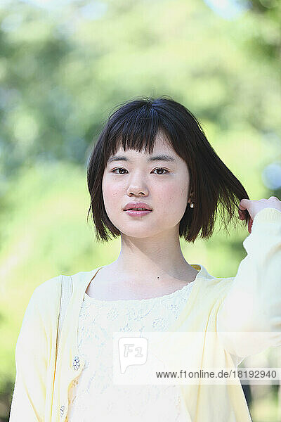 Young Japanese woman in the park
