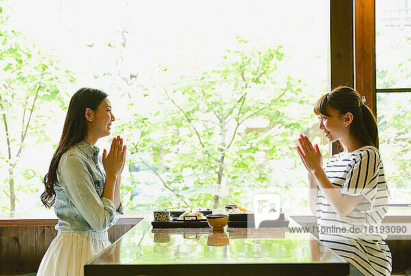 Japanese women having lunch