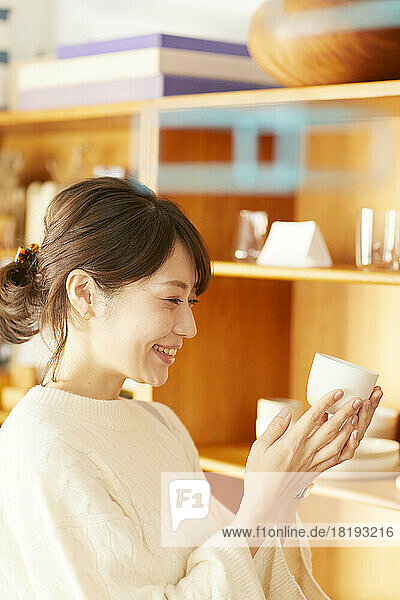 Japanese woman enjoying shopping