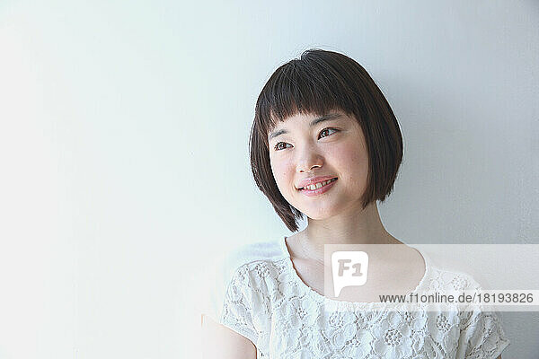 Young Japanese woman with short hair