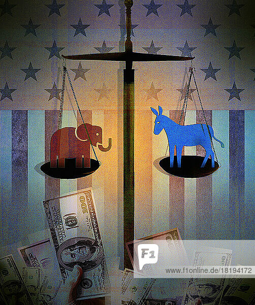 Vergleich zwischen der Finanzierung der Demokratischen Partei und der Republikanischen Partei