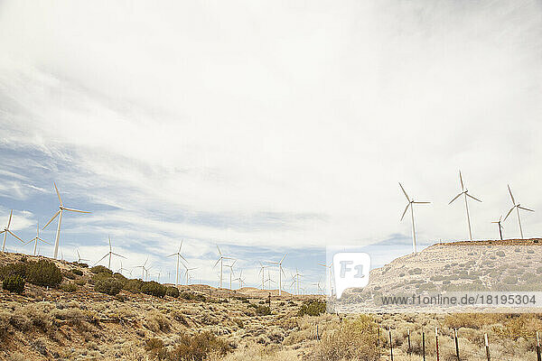 Wind farm on hills in Tehachapi  California