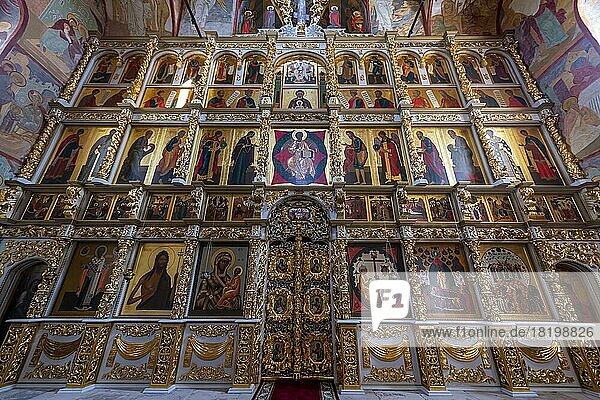 Ikonen an der Wand des Bogoroditse-Uspenskiy Sviyazhsky Klosters  Unesco-Stätte Sviyazhsk  Republik Tartastan  Russland  Europa