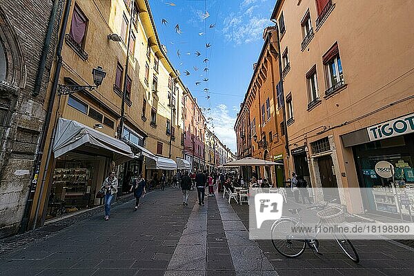 Pedestrian zone  Unesco world heritage site Ferrara  Italy  Europe
