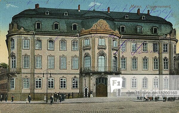 Gouvernement in Mainz  Rheinland-Pfalz  Deutschland  Ansicht um ca 1910  digitale Reproduktion einer historischen Postkarte  public domain  aus der damaligen Zeit  genaues Datum unbekannt  Europa