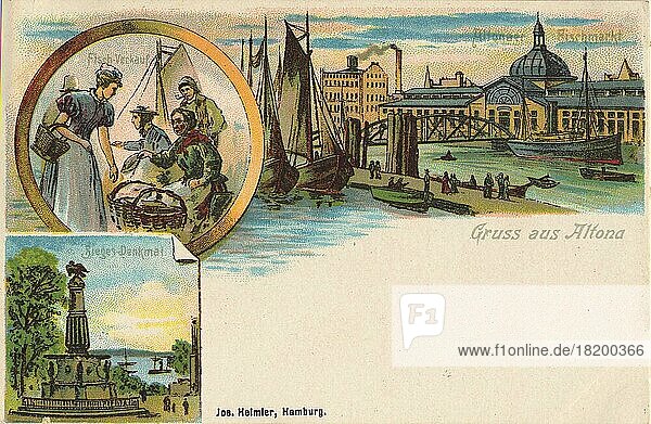 Gruß aus Altona  Hamburg  Deutschland  Postkarte Text  Ansicht um ca 1910  Historisch  digitale Reproduktion einer historischen Postkarte  public domain  aus der damaligen Zeit  genaues Datum unbekannt  Europa
