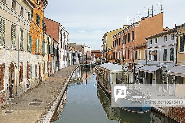 Via Fogli on the canal  historic centre  Comacchio  Emilia Romagna  Italy  Europe