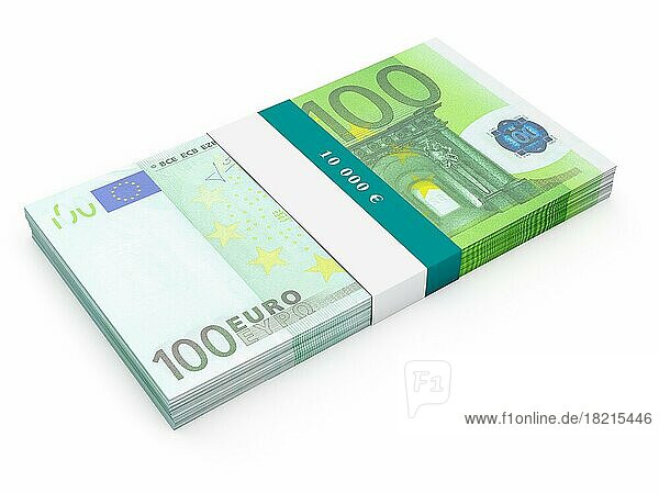 Kreative Business-Finanzierung machen Geld Konzept  Bündel von hundert Euro-Banknoten Rechnungen vor weißem Hintergrund