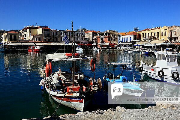 Hafenstadt Rethymno  Boote im Venezianischen Hafen  Kreta  Griechenland  Europa