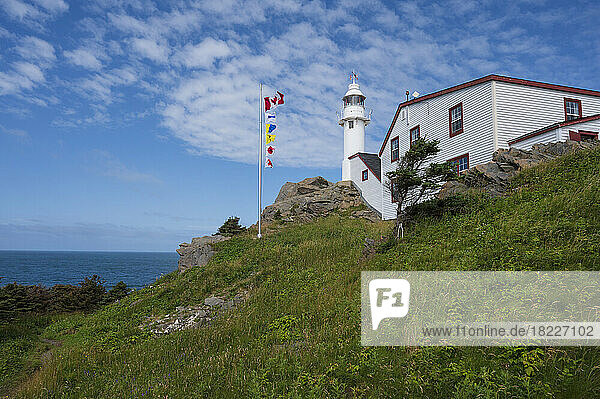 Canada  Labrador  Newfoundland  Rocky Harbor  Landscape with Lobster Cove Head Lighthouse 