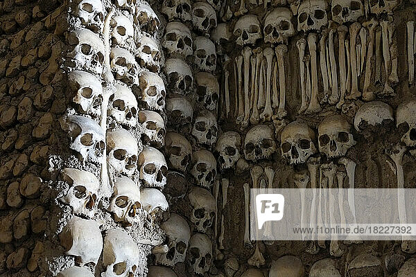Portugal  Evora  Human bones decorating interior of Capela dos Ossos