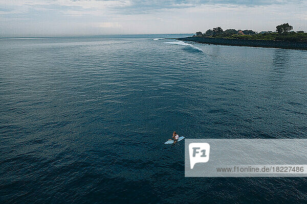 Aerial view of surfer  Bali  Indonesia