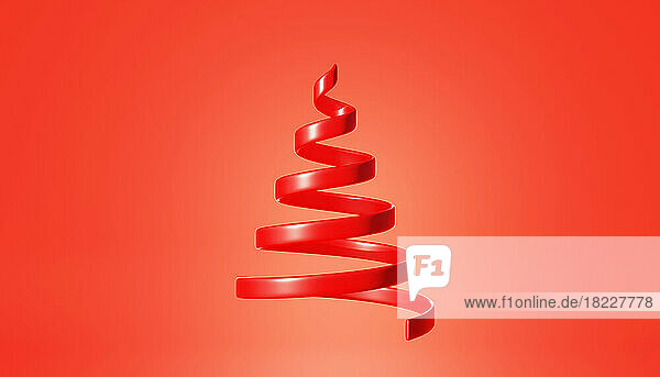Christmas ribbon tree. 3D Rendering